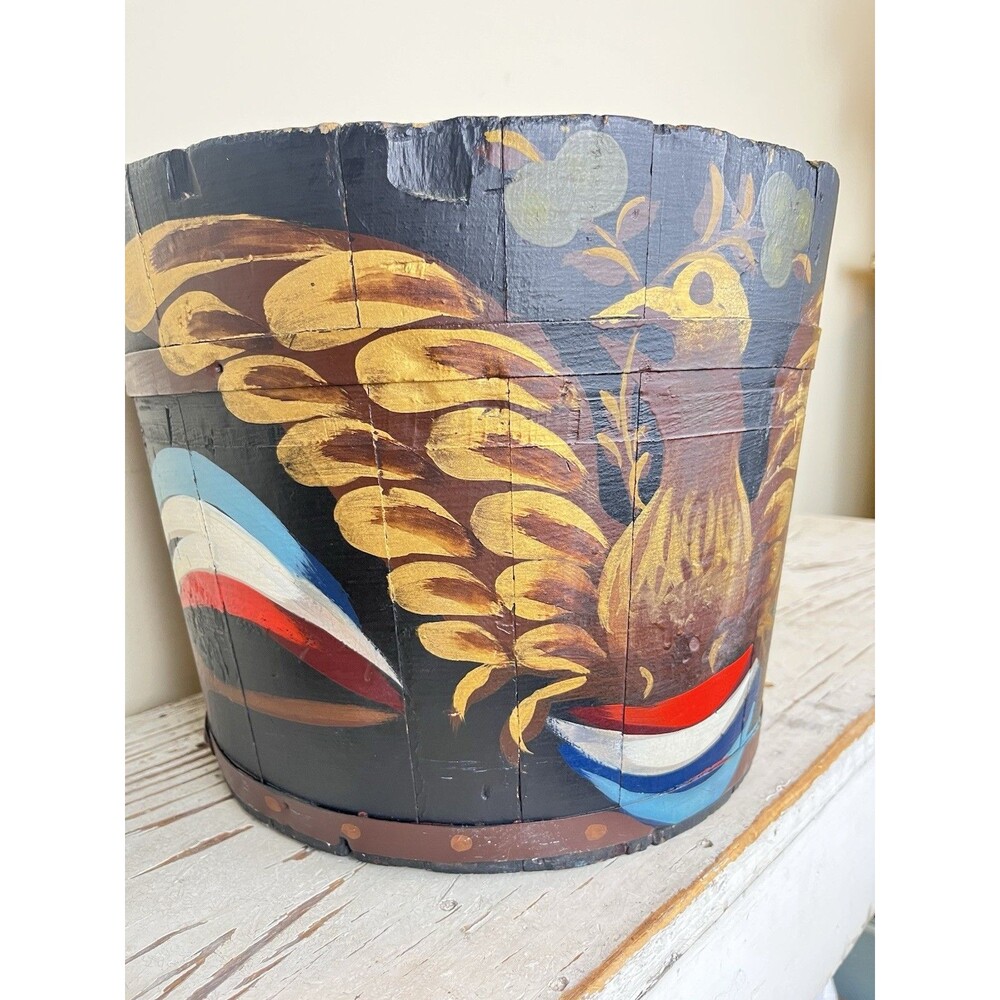 Vintage Hand Painted Wooden Sap Bucket Circa 1960’s Farmhouse Country Home USA